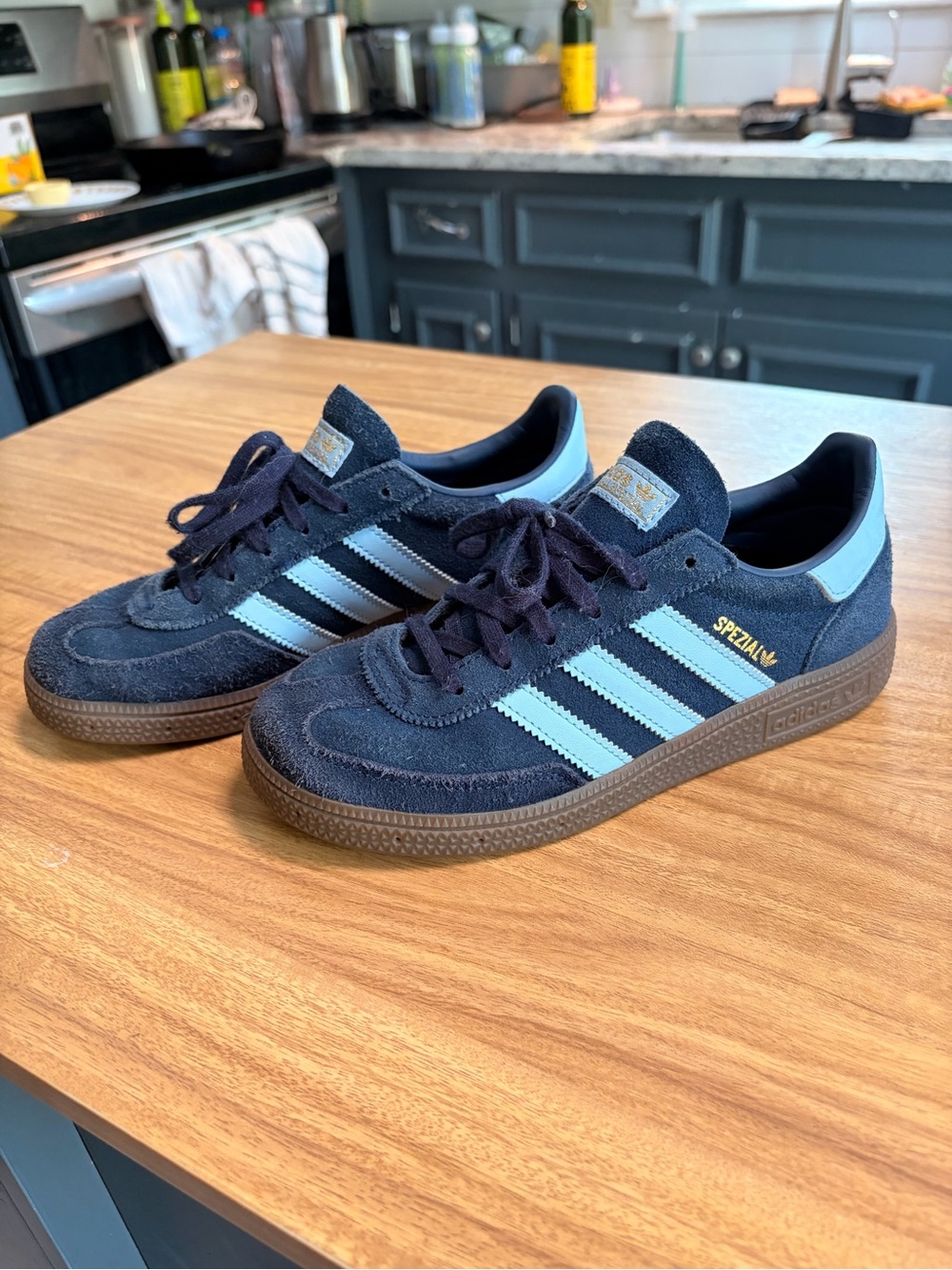adidas Handball Spezial Navy Blue Suede Gum Sneakers Kids Youth 2.5
